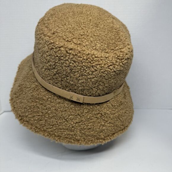 Gigi Pip Jackson Sherpa Bucket Hat In Camel With Leather Band Sz 57 S/M New main image 4